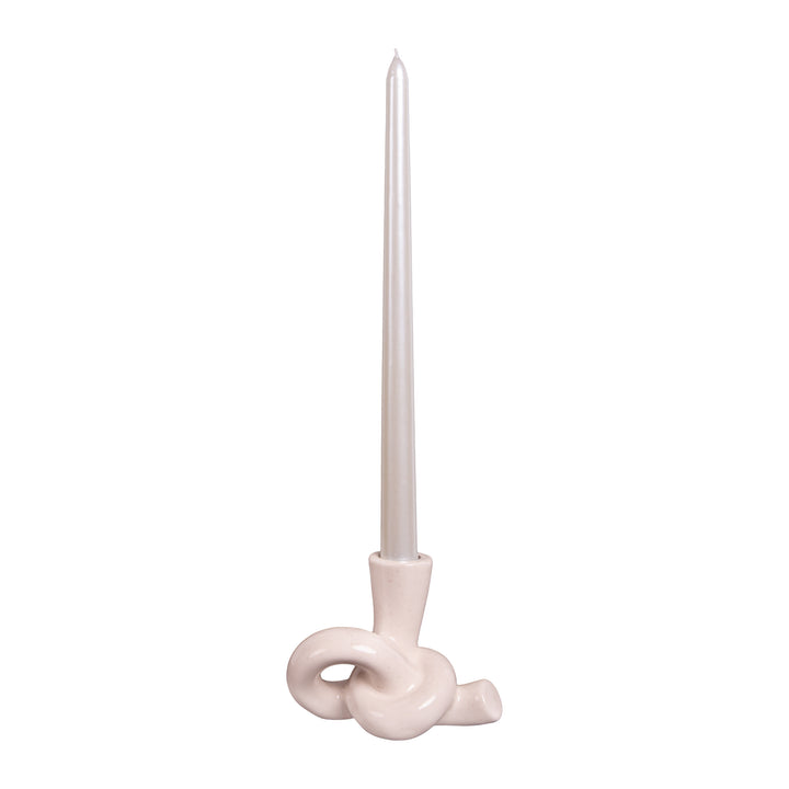 QUVIO Kaarsenhouder knot - Knot - Keramiek - Beige