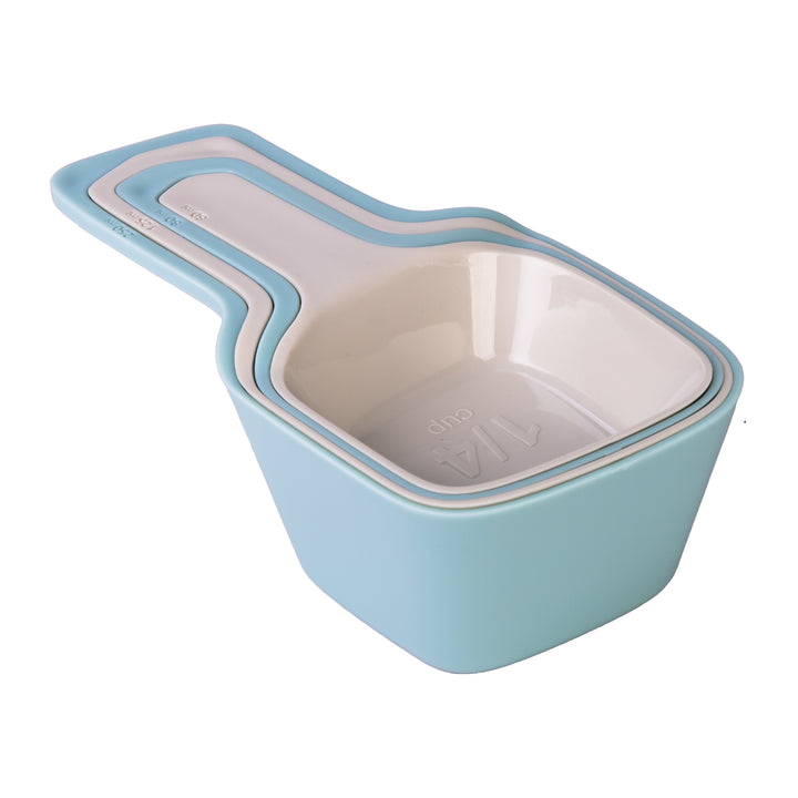 Krumble Maatcupjes set van 4 lichtblauw en grijs
