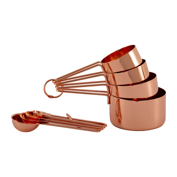 Krumble Maatcups en lepels - Set van 8 - RVS - Roségoud (1)