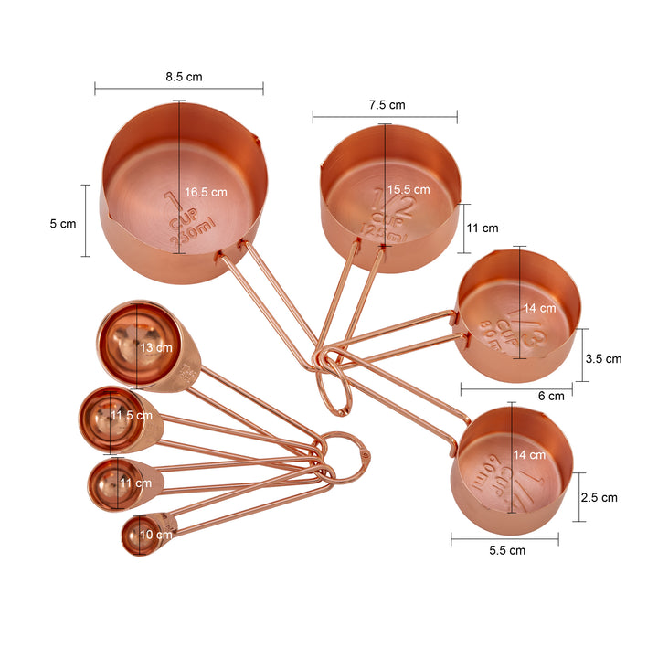 Krumble Maatcups en lepels - Set van 8 - RVS - Roségoud (3)