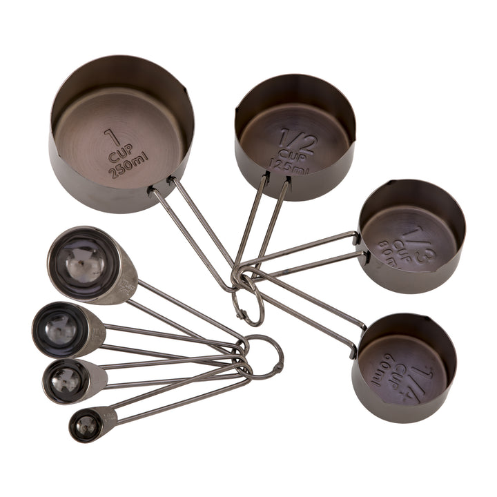 Krumble Maatcups en lepels - Set van 8 - RVS - Zwart (2)