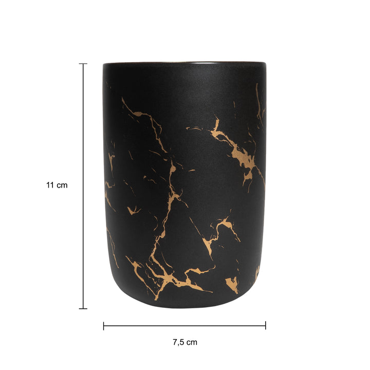 QUVIO Zeepdispenser + tandenborstelhouder - Zwart met goud (2)