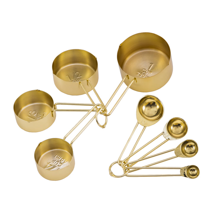Krumble Maatcups en lepels - Set van 8 - RVS - Goud