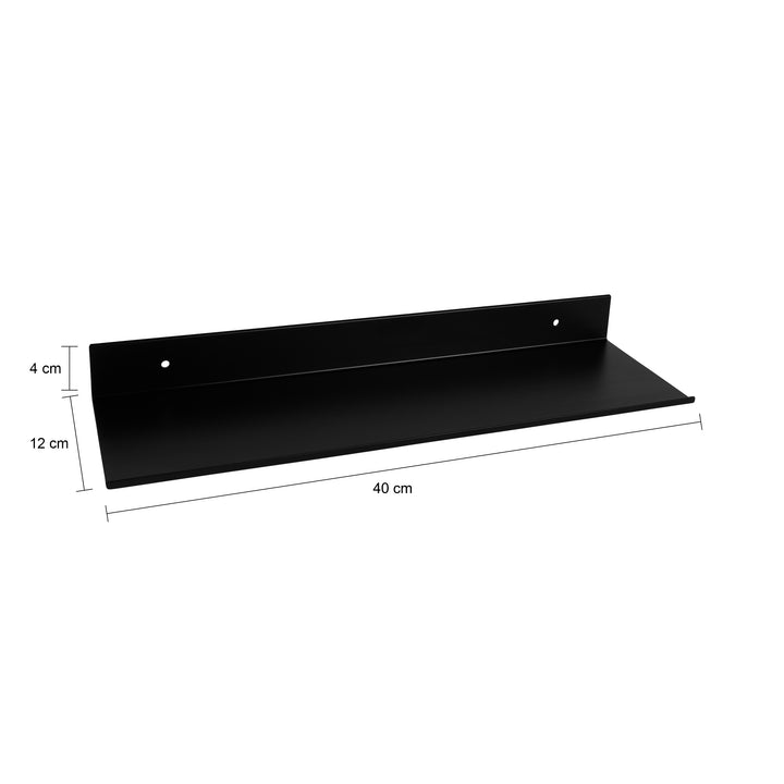 QUVIO Metalen muur plank - Zwart - 40 cm (1)