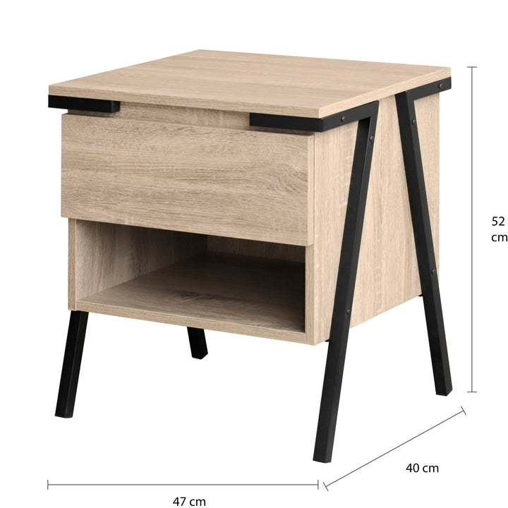 QUVIO Nachtkastje met lade en open lade - QUV1021 - Light maple (1)