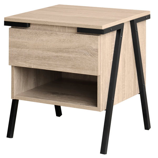 QUVIO Nachtkastje met lade en open lade - QUV1021 - Light maple
