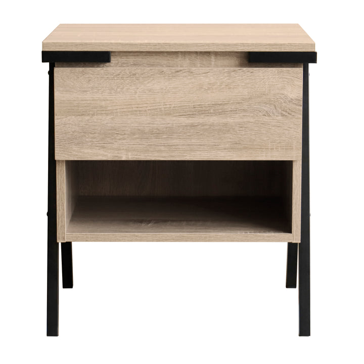QUVIO Nachtkastje met lade en open lade - QUV1021 - Light maple (2)