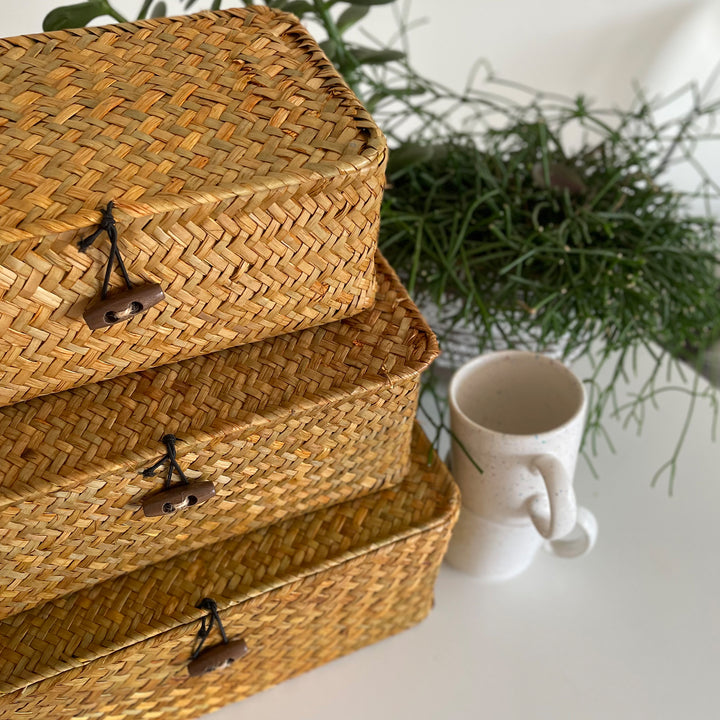 QUVIO Opbergmand - 29 x 19 x 12 cm - Rotan - Bruin (5)