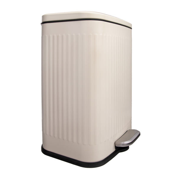 QUVIO Prullenbak 13 L - Rechthoekig afgerond - Metaal - Beige