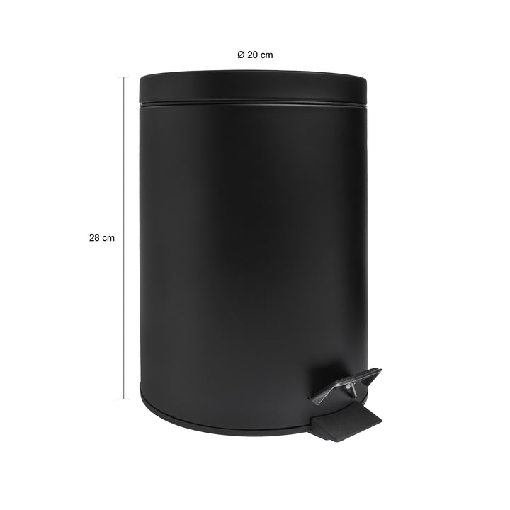 QUVIO Prullenbak 5 L - Rond - Metaal - Zwart (1)