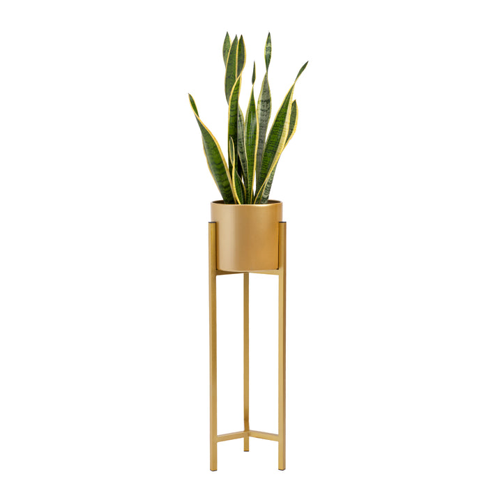 QUVIO Plantensteunen metaal – 22x22x75 cm – Goud – M