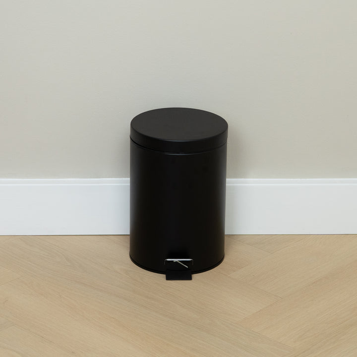 QUVIO Prullenbak 7 L - Rond - Metaal - Zwart (4)
