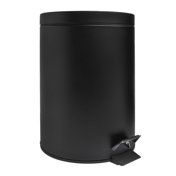 QUVIO Prullenbak 7 L - Rond - Metaal - Zwart