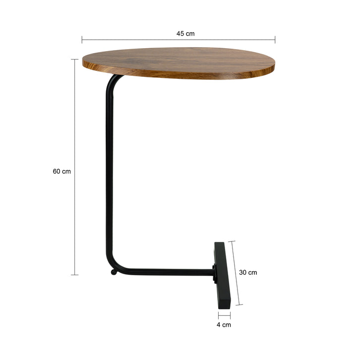 QUVIO Bijzettafel ovaal  - 30 x 45 x 60 cm - Bruin (6)