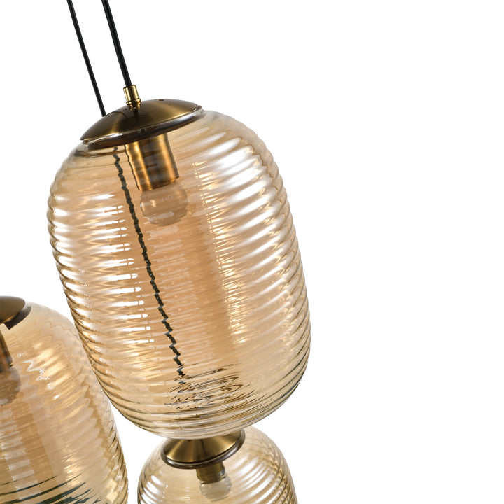 QUVIO Eettafel hanglamp - 3 lichts - Metaal - Glas - Bruin (2)