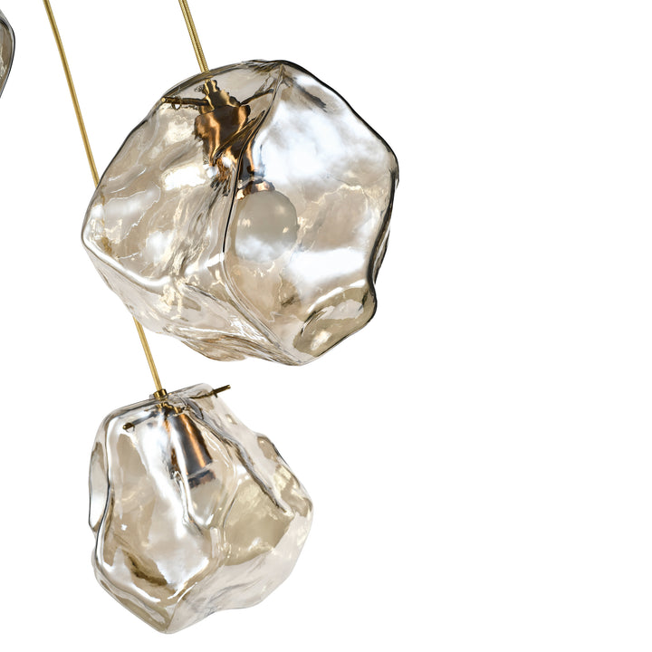 QUVIO Hanglamp ice cubes - 3 lichts - Metaal - Glas - Amber (2)