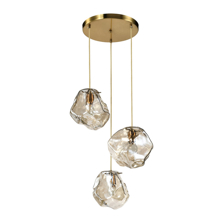 QUVIO Hanglamp ice cubes - 3 lichts - Metaal - Glas - Amber (1)