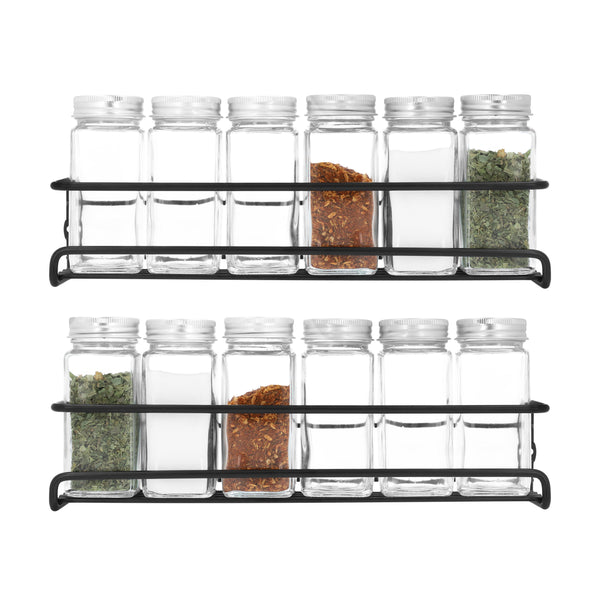 QUVIO Kruiden plank set van 2 - Metaal - Zwart + Krumble Kruidenpotjes