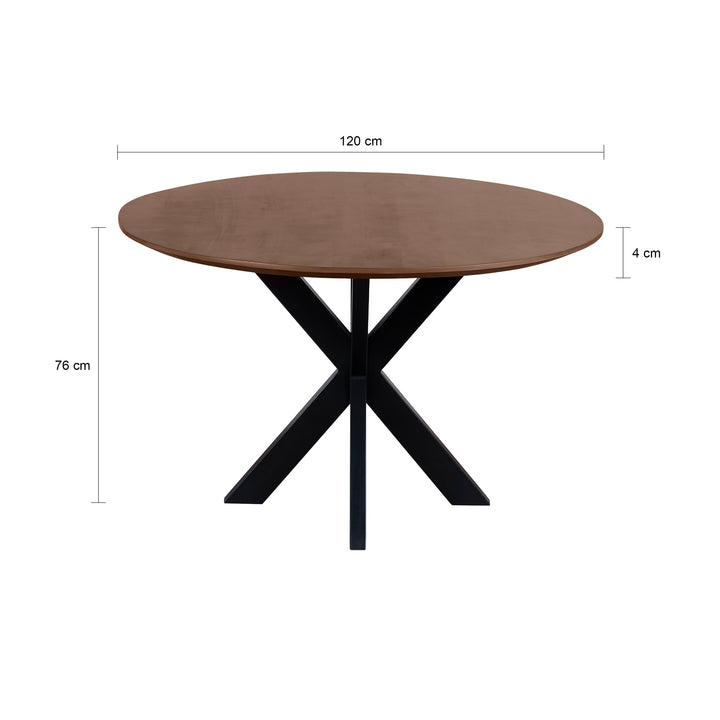 QUVIO Eettafel Sofia – Rond – Ø120 – Kruispoot – Bruin (1)
