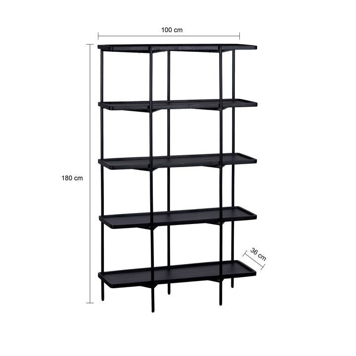 QUVIO Wandkast Luce - FSC® mangohout - 180 cm - Zwart (1)