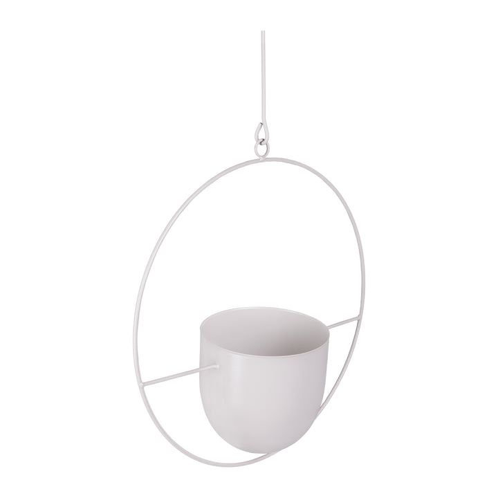 QUVIO Hangende bloempot - Rond – Metaal – Lichtgrijs (4)