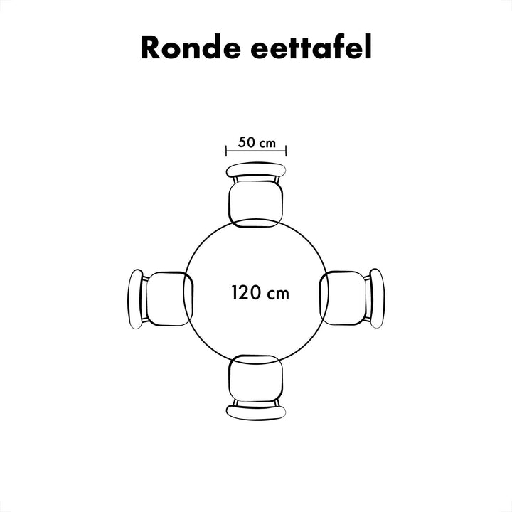 QUVIO Eettafel Sofia – Rond – Ø120 – Kruispoot – Naturel (7)