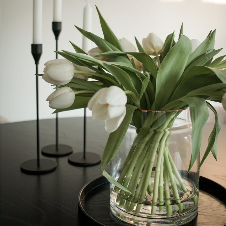 QUVIO Vaas met gouden randje - 18 cm - Glas (4)