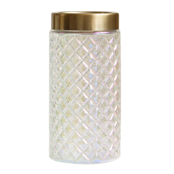 QUVIO Vaas met goud patroon - 22 cm - Transparant