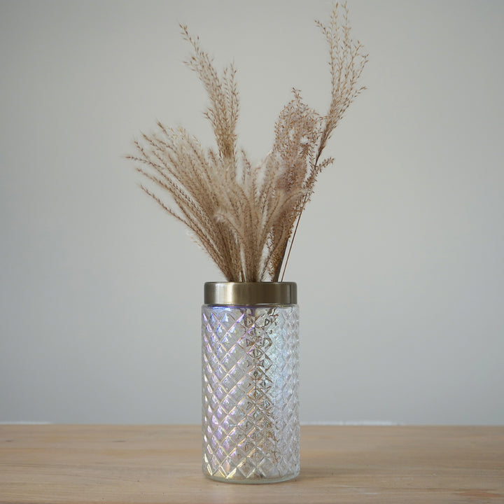 QUVIO Vaas met goud patroon - 22 cm - Transparant (2)