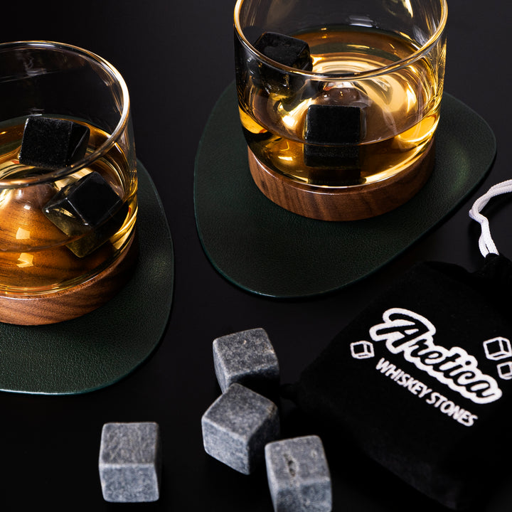 Aretica Whiskey glas met houten onderzetter - Bruin (4)