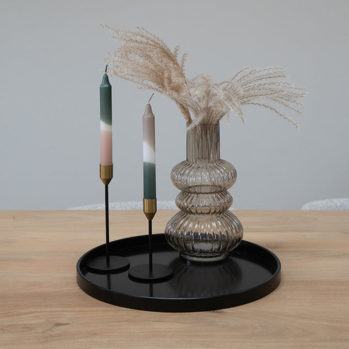 QUVIO Houten dienblad rond - Zwart - 36 cm (4)