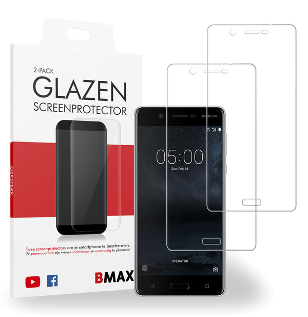 2-pack BMAX Nokia 5 Screenprotector - Gehard glas - Full Cover