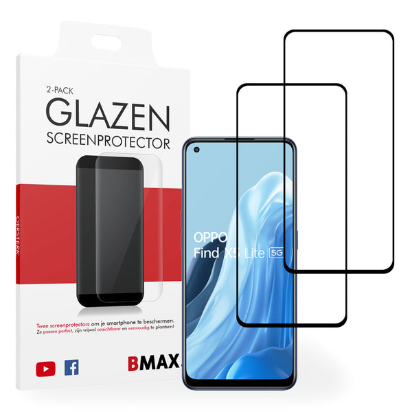 2-pack BMAX OPPO Find X5 Lite   -  Screenprotector - Gehard glas - Full Cover
