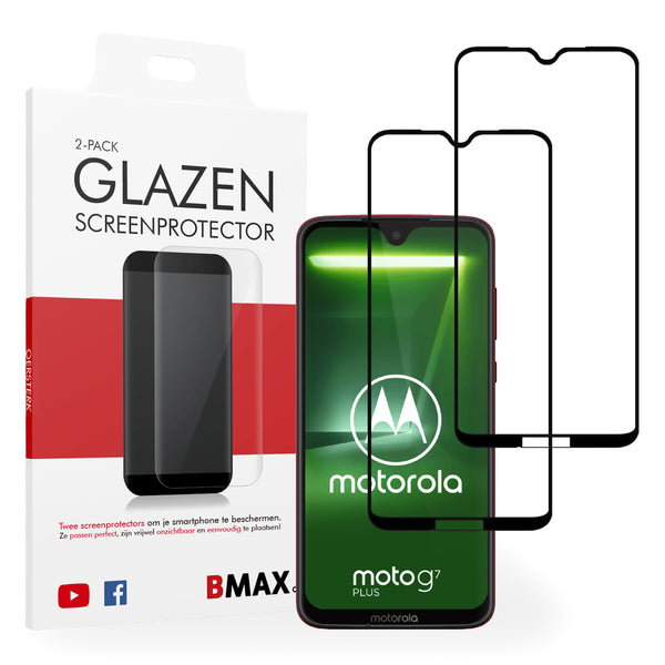 2-pack BMAX Motorola Moto G7 Plus Screenprotector - Gehard glas - Full Cover