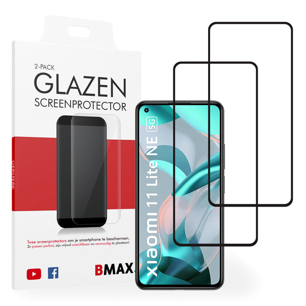 2-pack BMAX Xiaomi 11 lite 5G NE - Screenprotector - Gehard glas - Full Cover