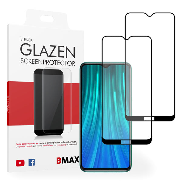 2-pack BMAX Xiaomi Redmi Note 8 Screenprotector - Gehard glas - Full Cover