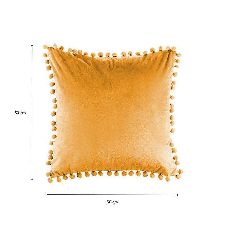QUVIO Kussenhoes 50 x 50cm met bolletjes fluweel - Okergeel (1)