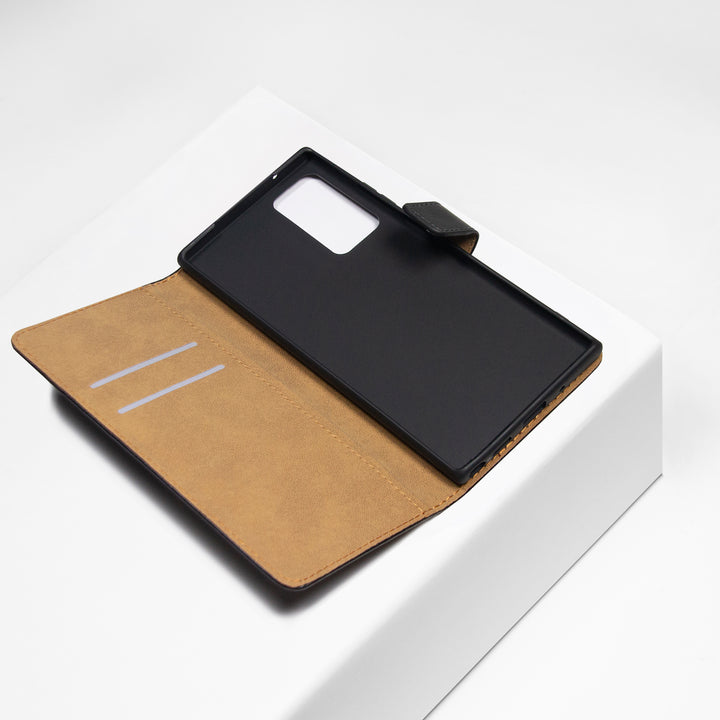 BMAX Leren flip case hoesje voor Samsung Note 20 - Zwart / Black (3)