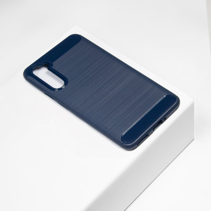 BMAX Carbon soft case hoesje voor One Plus Nord - Blue/Blauw (1)