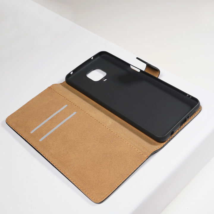 BMAX Leren flip case hoesje voor Xiaomi Redmi Note 9 Pro - Black/Zwart (1)