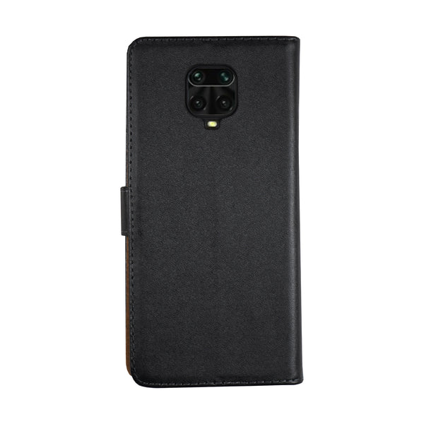 BMAX Leren flip case hoesje voor Xiaomi Redmi Note 9 Pro - Black/Zwart