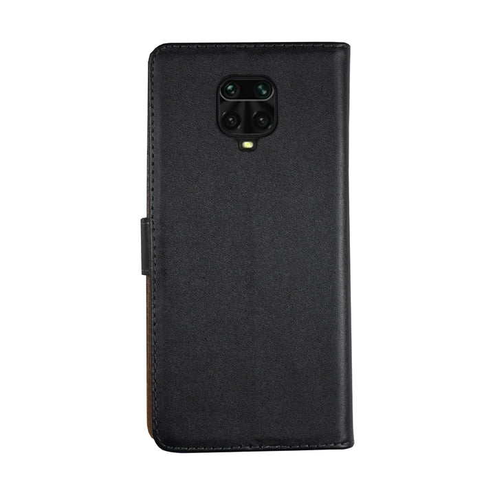 BMAX Leren flip case hoesje voor Xiaomi Redmi Note 9 Pro - Black/Zwart