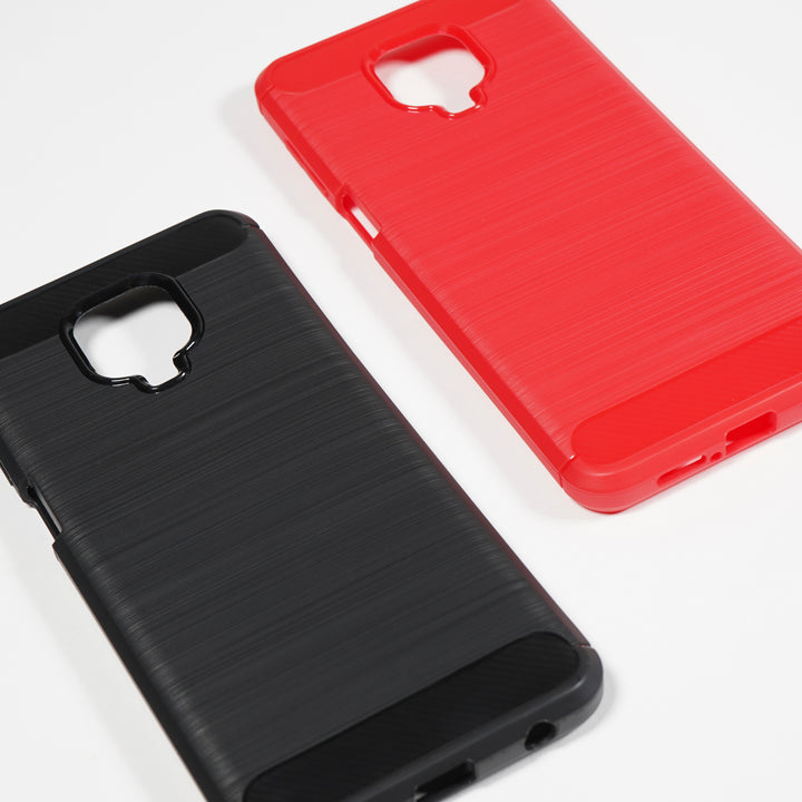 BMAX Carbon soft case hoesje voor Xiaomi Redmi Note 9 Pro Red/Rood (3)
