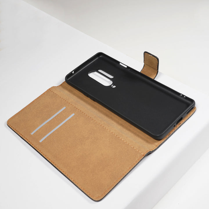 BMAX Leren flip case hoesje voor Oneplus 8 Pro - Black/Zwart (1)
