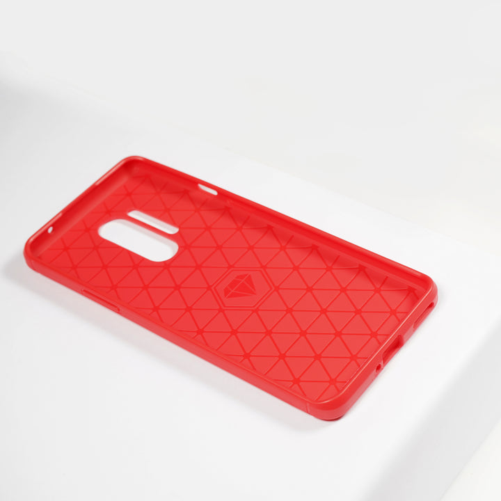 BMAX Carbon soft case hoesje voor Oneplus 8 Pro - Red/Rood (2)
