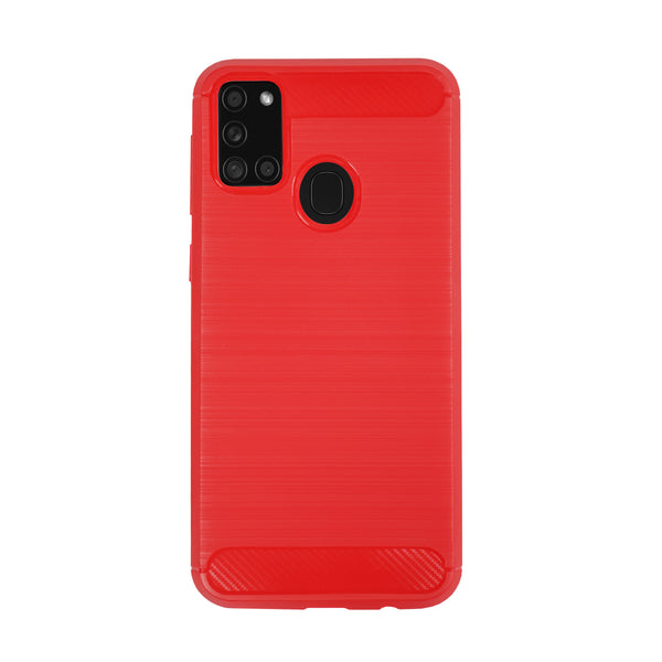 BMAX Carbon soft case hoesje voor Samsung Galaxy A21s - Red/Rood