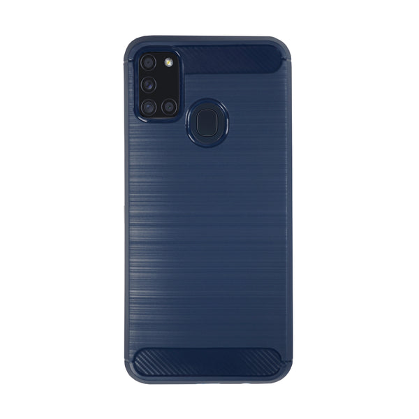 BMAX Carbon soft case hoesje voor Samsung Galaxy A21s - Blue/Blauw
