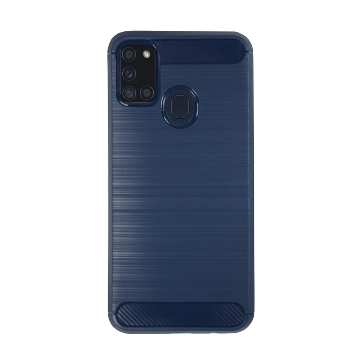 BMAX Carbon soft case hoesje voor Samsung Galaxy A21s - Blue/Blauw
