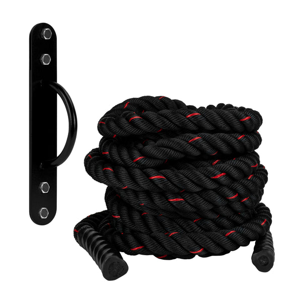 RYZOR Batlle Rope - 9 M - Zwart + RYZOR Battle Rope Haak - Zwart