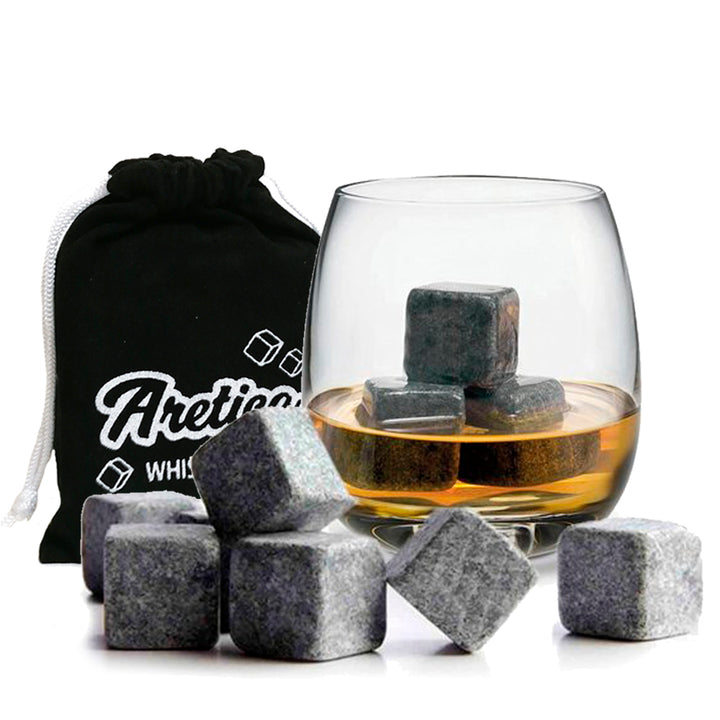 Aretica Whiskey stones - Ijsblokken van natuursteen - set van 9 stuks